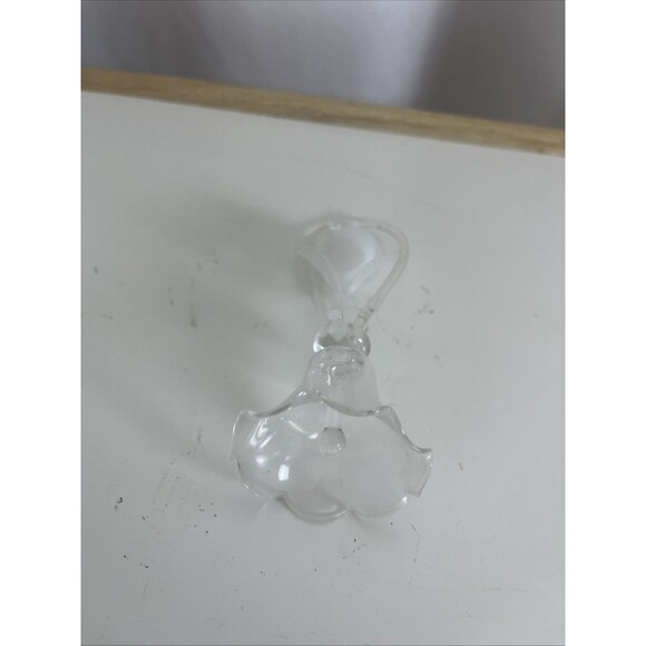 vintage hand blown art glass Bell With A Frosted Rose Top 5.5” Tall - Picture 4 of 4